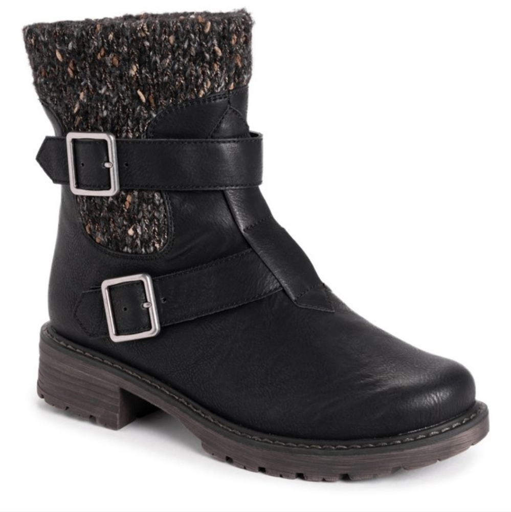 Black Buckle Detail Logger Ankle Boot